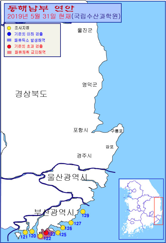 그림입니다.

원본 그림의 이름: 동해남부연안 패독조사결과-19-44차-20190531.jpg

원본 그림의 크기: 가로 557pixel, 세로 814pixel