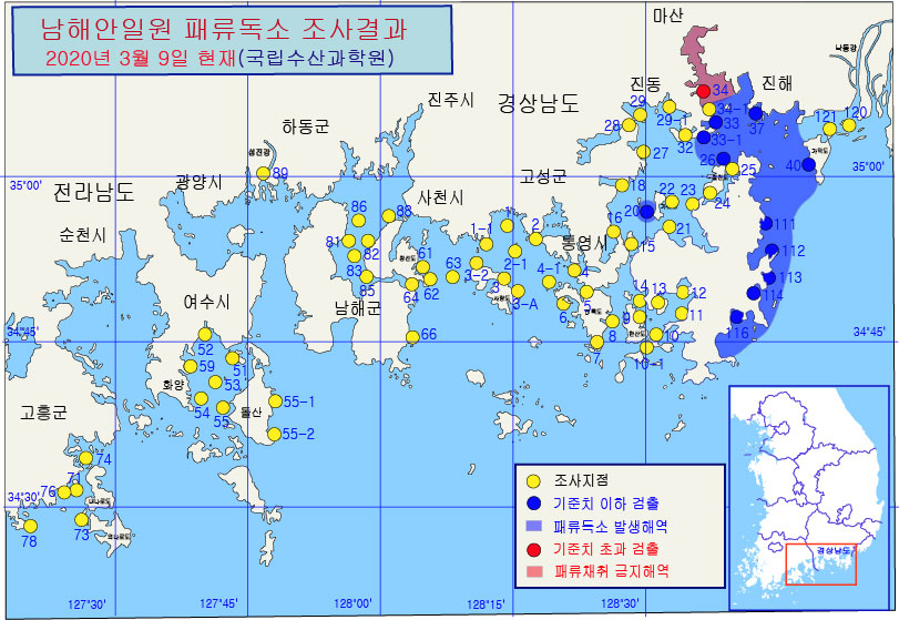 그림입니다.

원본 그림의 이름: 남해안 패독조사결과-20-8차-20200309.jpg

원본 그림의 크기: 가로 811pixel, 세로 559pixel