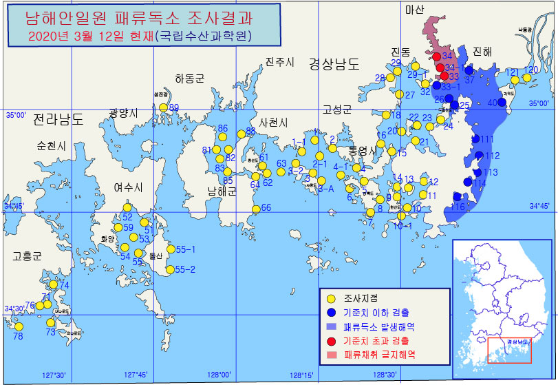 그림입니다.

원본 그림의 이름: 남해안 패독조사결과-20-9차-20200312.jpg

원본 그림의 크기: 가로 811pixel, 세로 559pixel