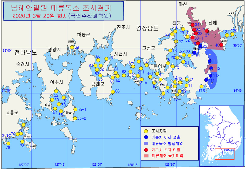 그림입니다.

원본 그림의 이름: 남해안 패독조사결과-20-12차-20200320.jpg

원본 그림의 크기: 가로 811pixel, 세로 559pixel