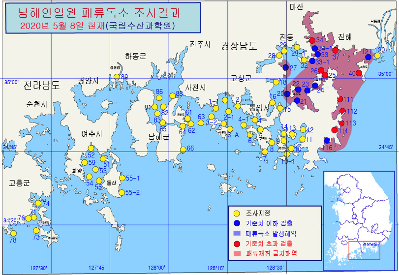 그림입니다.

원본 그림의 이름: 남해안 패독조사결과-20-36차-20200508.jpg

원본 그림의 크기: 가로 811pixel, 세로 559pixel