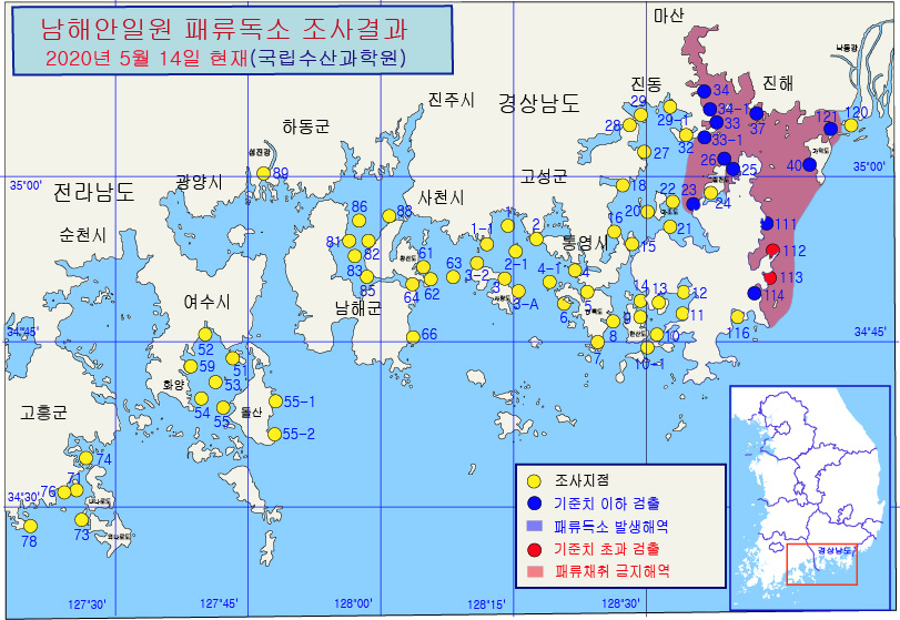 그림입니다.

원본 그림의 이름: 남해안 패독조사결과-20-40차-20200514.jpg

원본 그림의 크기: 가로 811pixel, 세로 559pixel