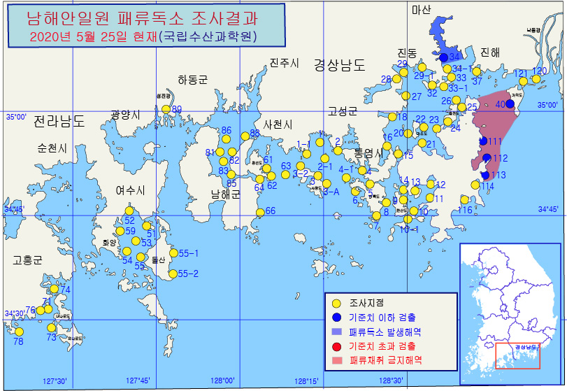 그림입니다.

원본 그림의 이름: 남해안 패독조사결과-20-45차-20200525.jpg

원본 그림의 크기: 가로 811pixel, 세로 559pixel