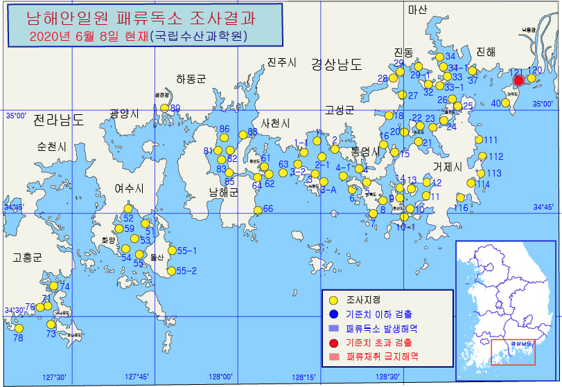 그림입니다.

원본 그림의 이름: 남해안 패독조사결과-20-52차-20200608.jpg

원본 그림의 크기: 가로 811pixel, 세로 559pixel